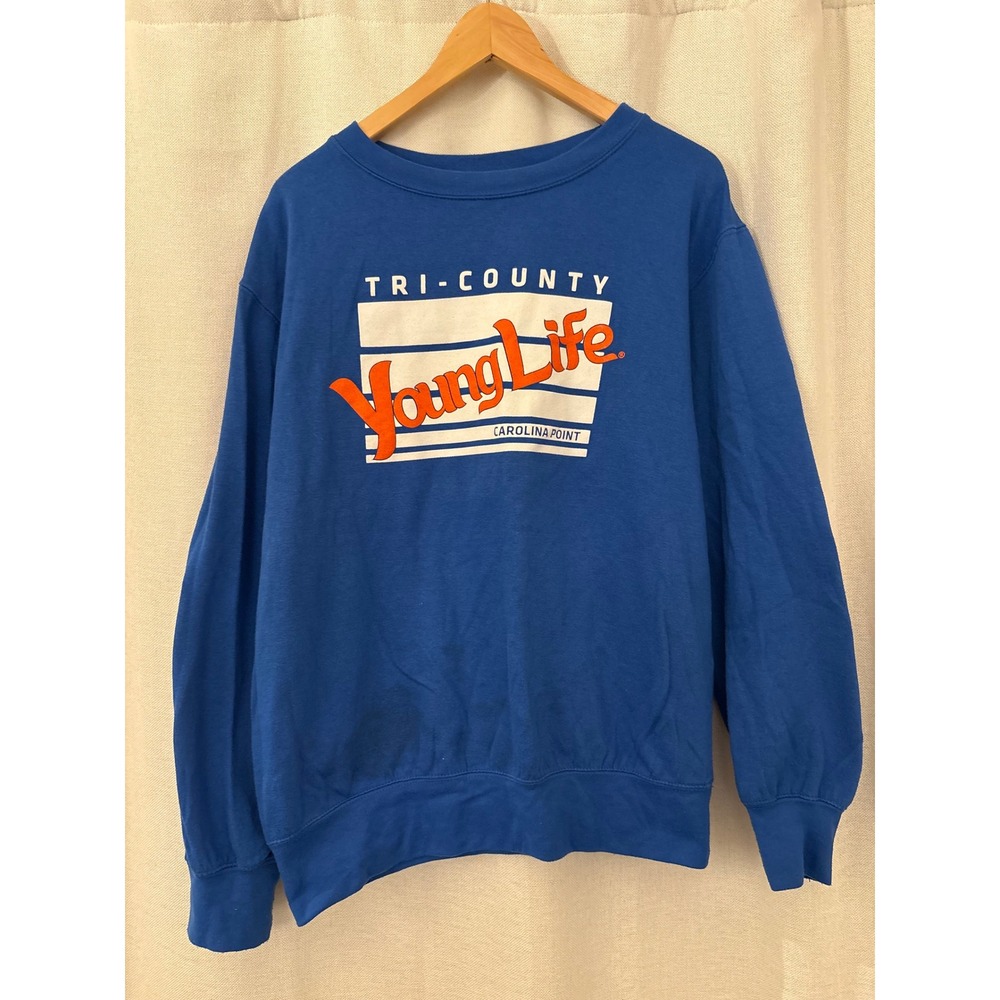 MV Sport Young Life Carolina Point Sweatshirt Blue Large Crewneck Graphic Fleece